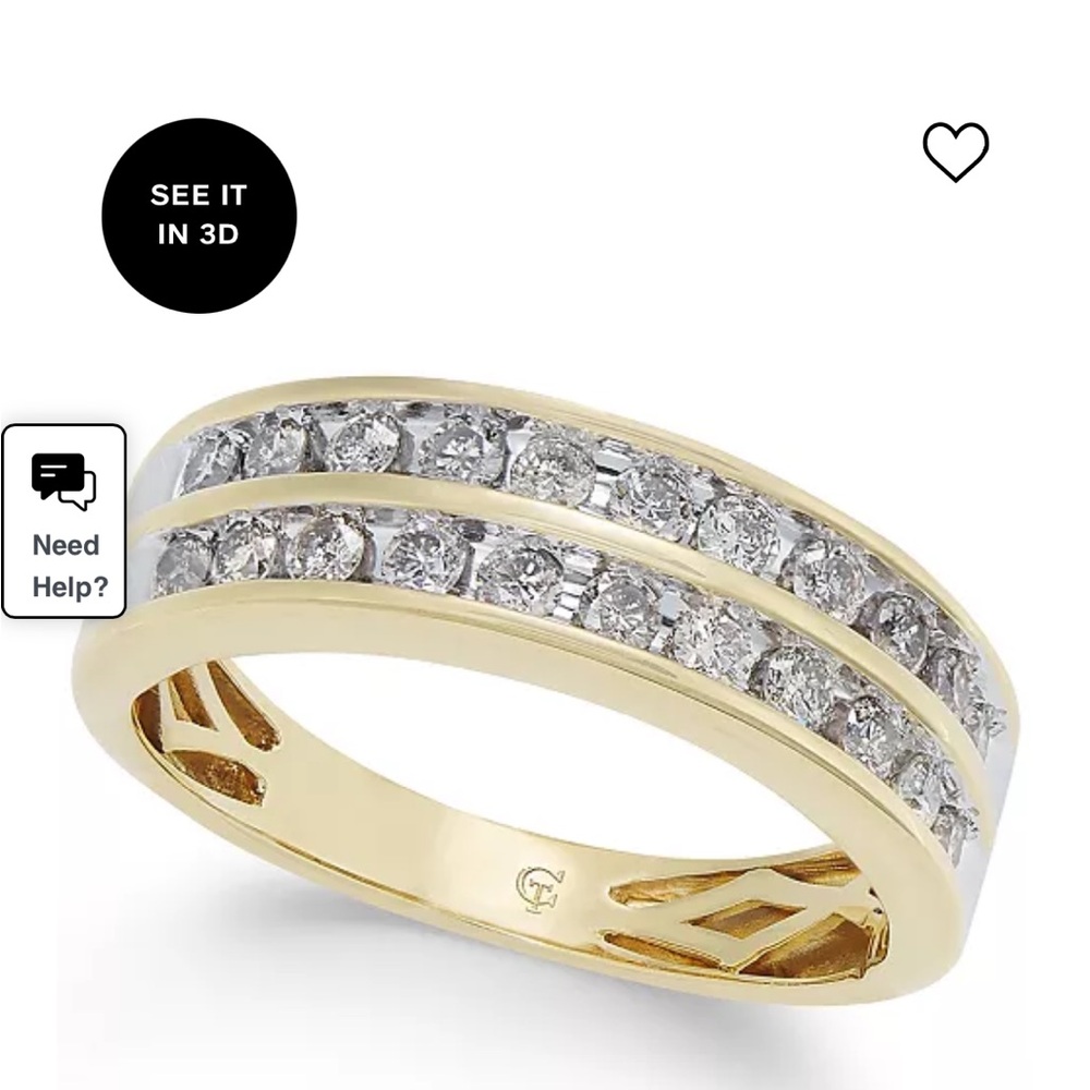 Macys diamond two row band- 14k Gold, (1/2K T.W.) size 7